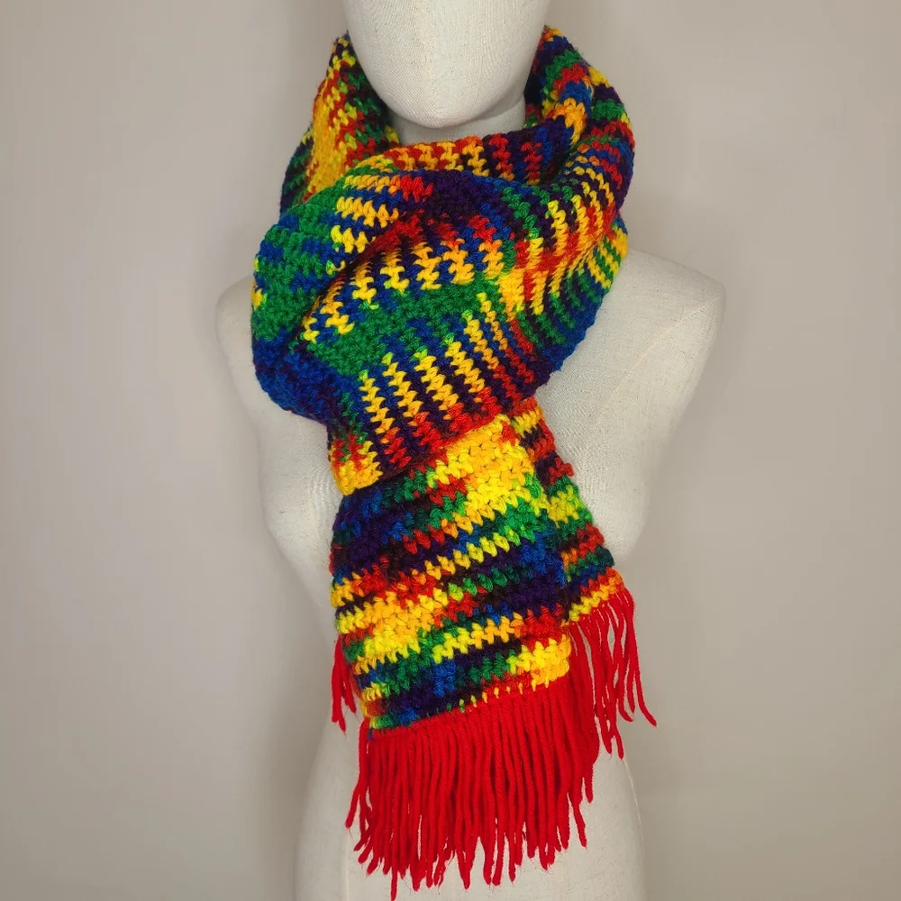 Multicolor‎ Rainbow Handmade Crochet Scarf